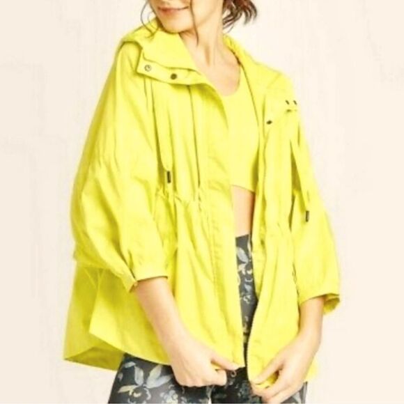 JoyLab Jackets & Blazers - JoyLab Women's Zip-Up Water Resistant Rain Coat Neon Yellow Size XL
